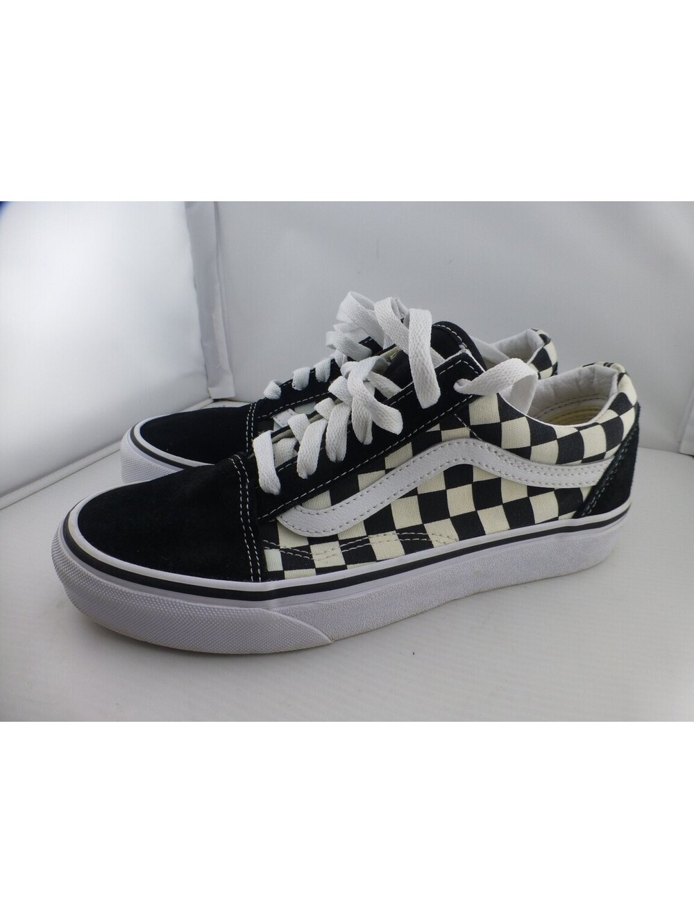 Vans Old Skool Black White Checkered Canvas Suede Sneakers Women's US 7.5 - M22